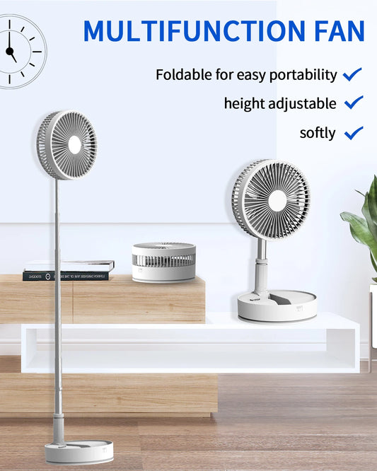Portable Oscillating Fan — Foldable, Battery Powered, with Remote Control, 4 Speeds & Timer — Perfect for Camping.”